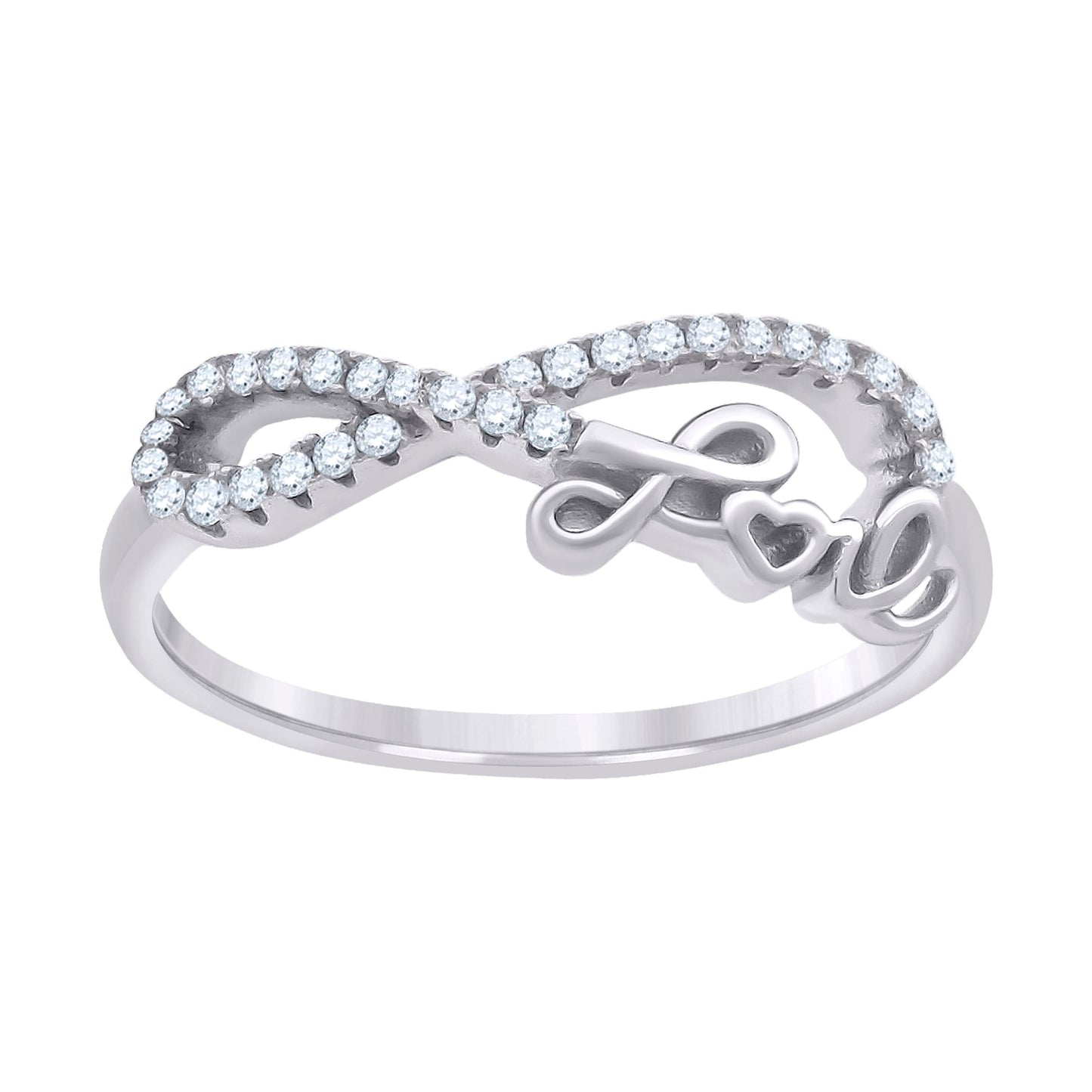 Sterling Silver Womens Cubic-Zirconia Infinity Love Heart Bridal Anniversary Wedding Engagement Band Ring