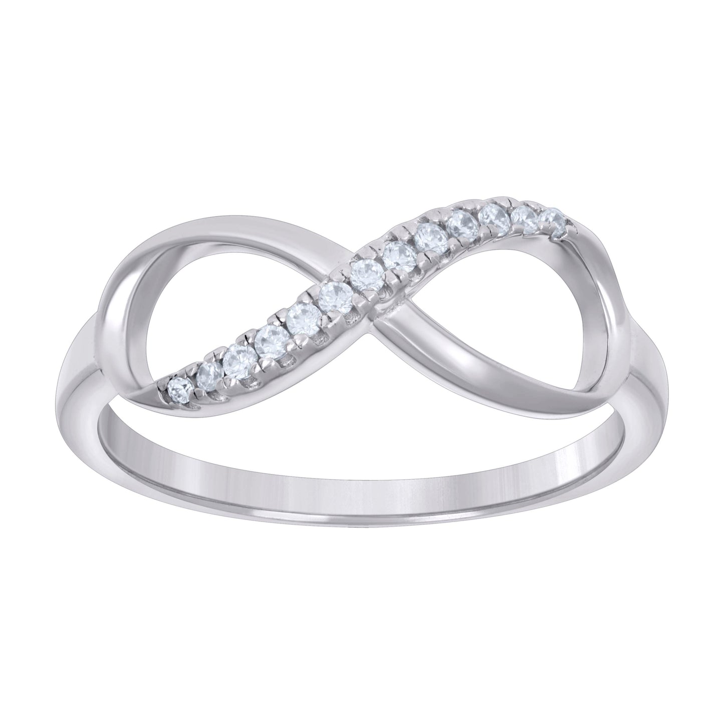 Sterling Silver Womens Cubic-Zirconia Infinity Love Bridal Anniversary Wedding Engagement Band Ring