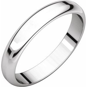 14K Yellow Or White Gold Or Sterling Silver Or Platinum 3.5 Mm Standard Weight Half Round Band