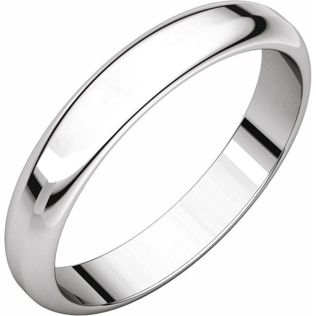 14K Yellow Or White Or Rose Gold Or Sterling Silver Or Platinum Or Palladium Standard Half Round Band