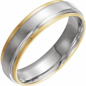 14K Yellow Or White Or Rose Gold Inlay Flat Comfort-Fit Band