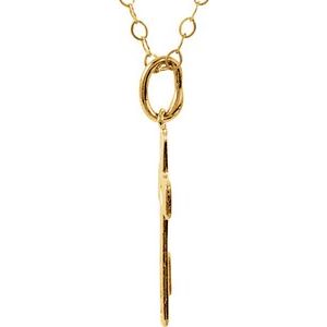 14K Yellow Gold 14 X 9 Mm 15 In Polished Youth Heart Cross Necklace
