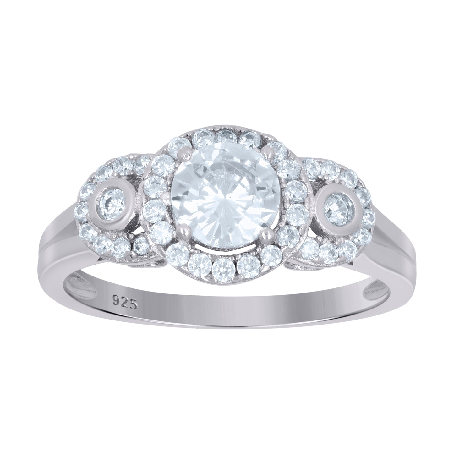 Sterling Silver Women's Cubic-Zirconia Fashion Bridal Anniversary Wedding Engagement Band Ring