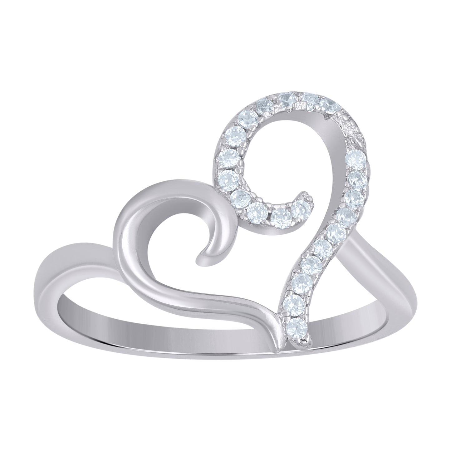 Sterling Silver Womens Cubic-Zirconia Heart Love Bridal Anniversary Wedding Engagement Band Ring Size 6 To 10