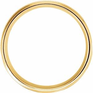 14K Yellow Or White Or Rose Gold Or Sterling Silver Or Platinum Milgrain Beveled-Edge Comfort-Fit Half Round Band