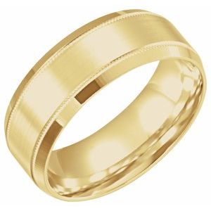 14K Yellow Or White Or Rose Gold Or Sterling Silver Or Platinum Milgrain Beveled-Edge Comfort-Fit Half Round Band