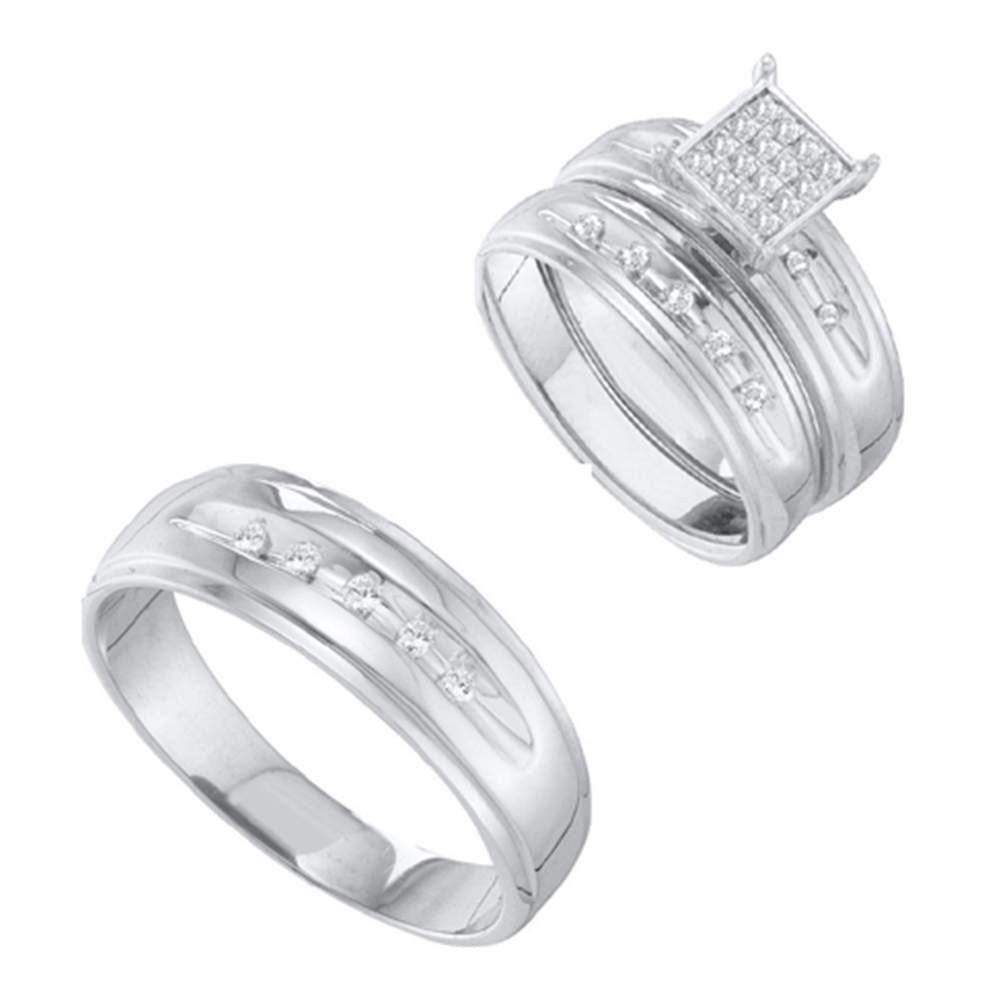 10K Yellow Gold His Hers Round Diamond Cluster Matching Wedding Set 1/3 Cttw, Womens Size: 5-10, Mens Size: 7-13