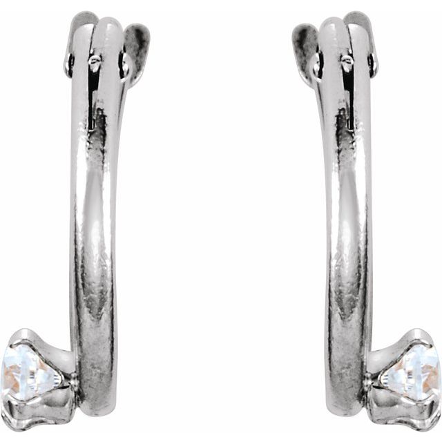 Sterling Silver Gold 10.5 Mm X 2.3 Mm 2.5 Mm Pair Catch Polished Imitation Cubic Zirconia Youth Hinged Hoop Earrings