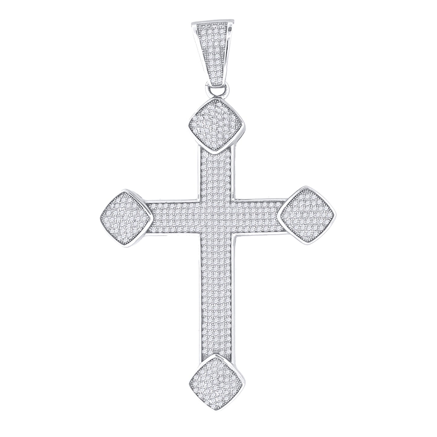Sterling Silver Or Yellow-Tone Unisex Cubic Zirconia Cross Religious Charm Pendant