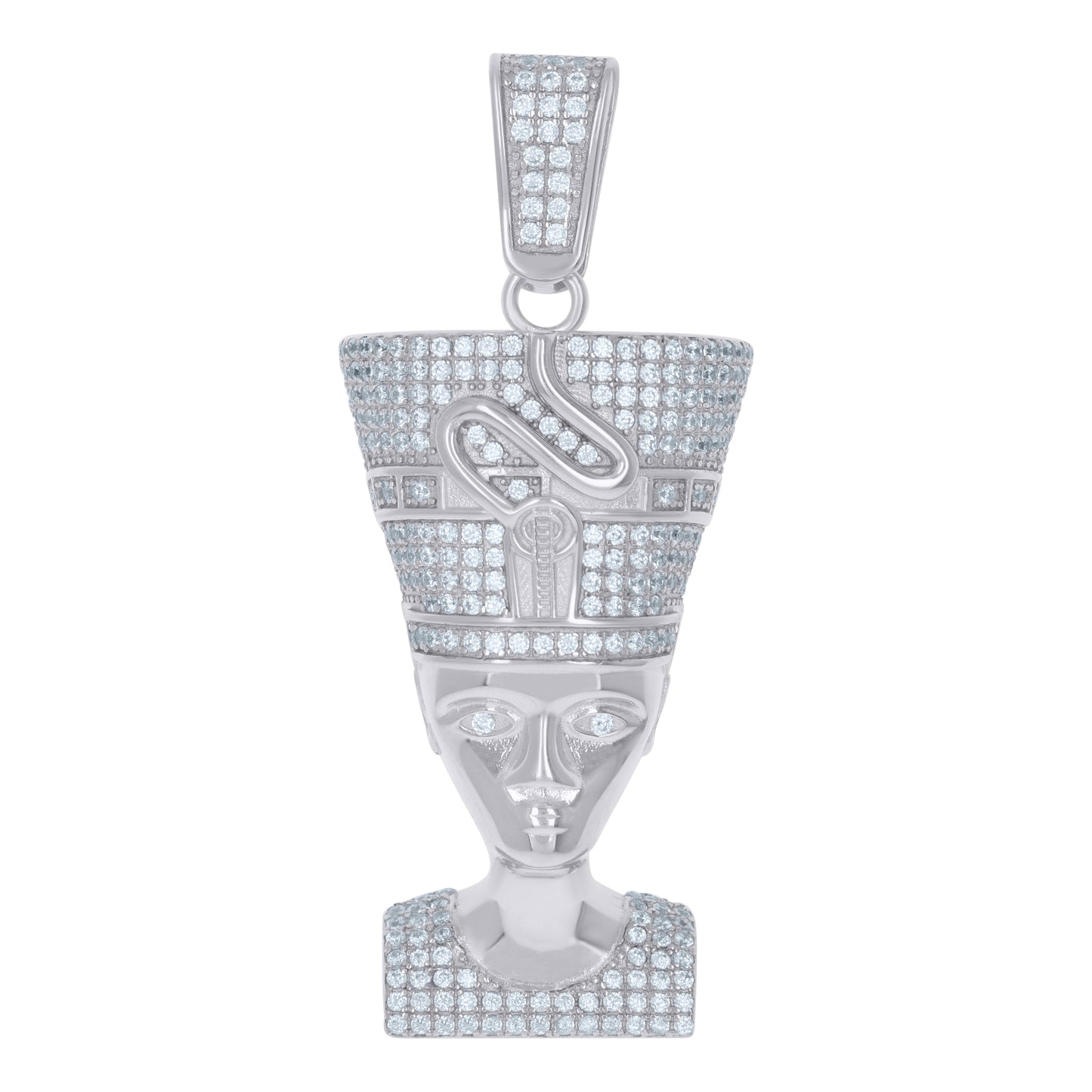 Sterling Silver Or Yellow-Tone Men Cubic-Zirconia Nefertiti Egyptian Fashion Charm Pendant