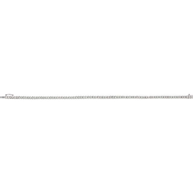 14K White Gold Round I1, G-I 7 In Polished Natural Diamond Line Bracelet