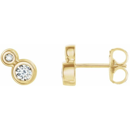 14K Yellow Gold 3 Mm Round Friction Back Polished 1/5 Ctw Natural Diamond Earrings