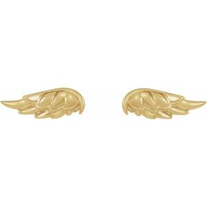 14K Yellow Gold Pair Friction Backs Angel Wing Stud Earrings