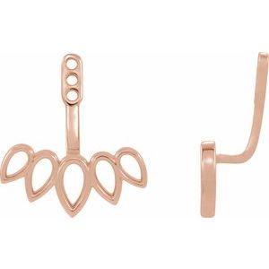 14K Rose Gold Pair Polished Front-Back Earring Jackets