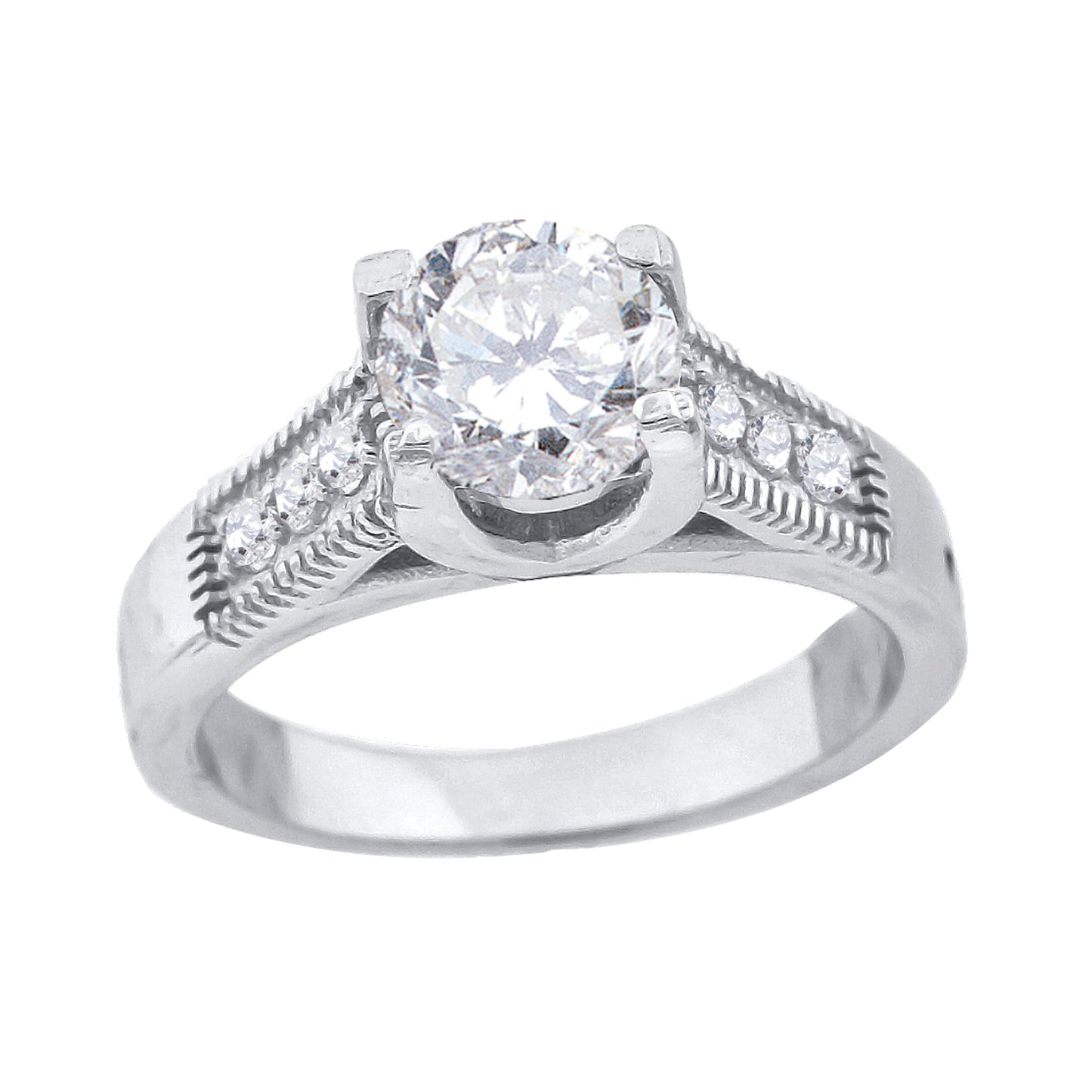 Sterling Silver Womens Cubic Zirconia Migraine Bridal Anniversary Engagement Wedding Ring