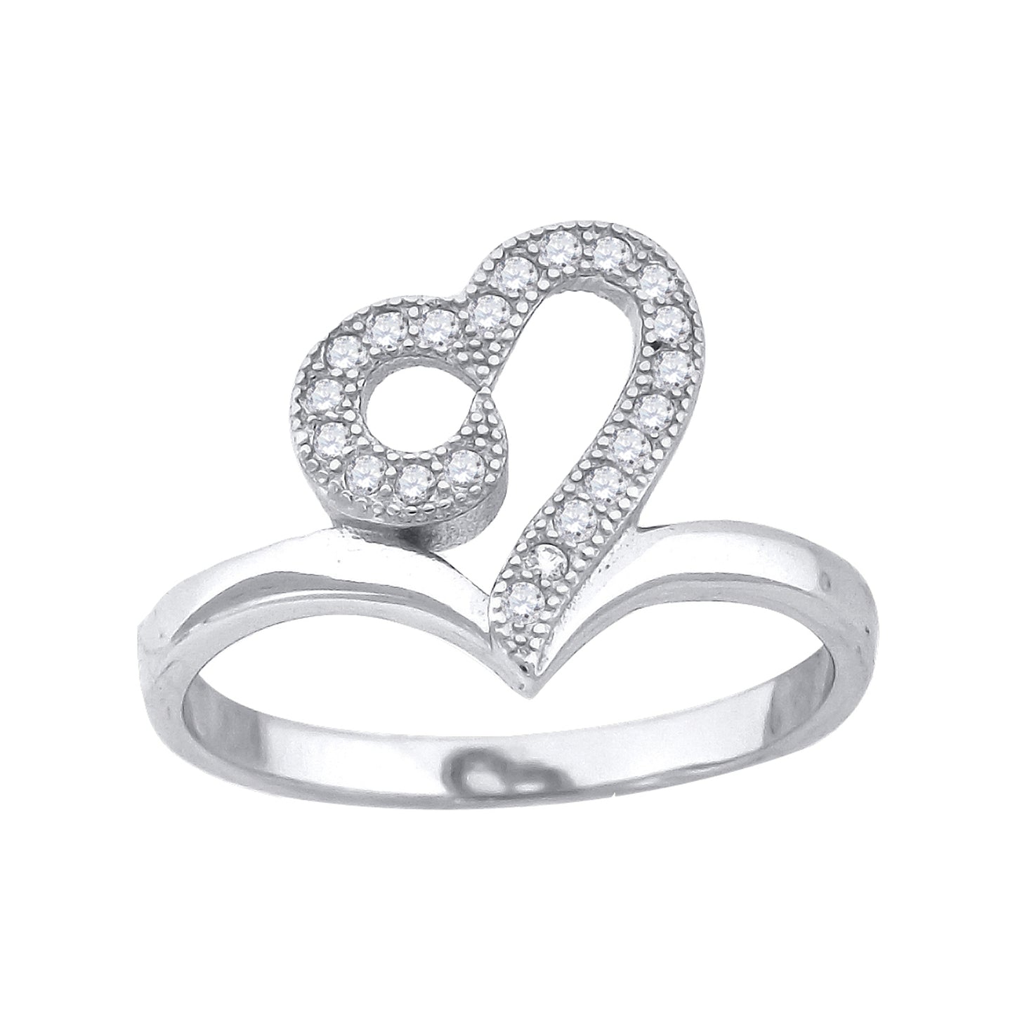 Sterling Silver Women's Cubic Zirconia Heart Bridal Anniversary Wedding Engagement Band Ring