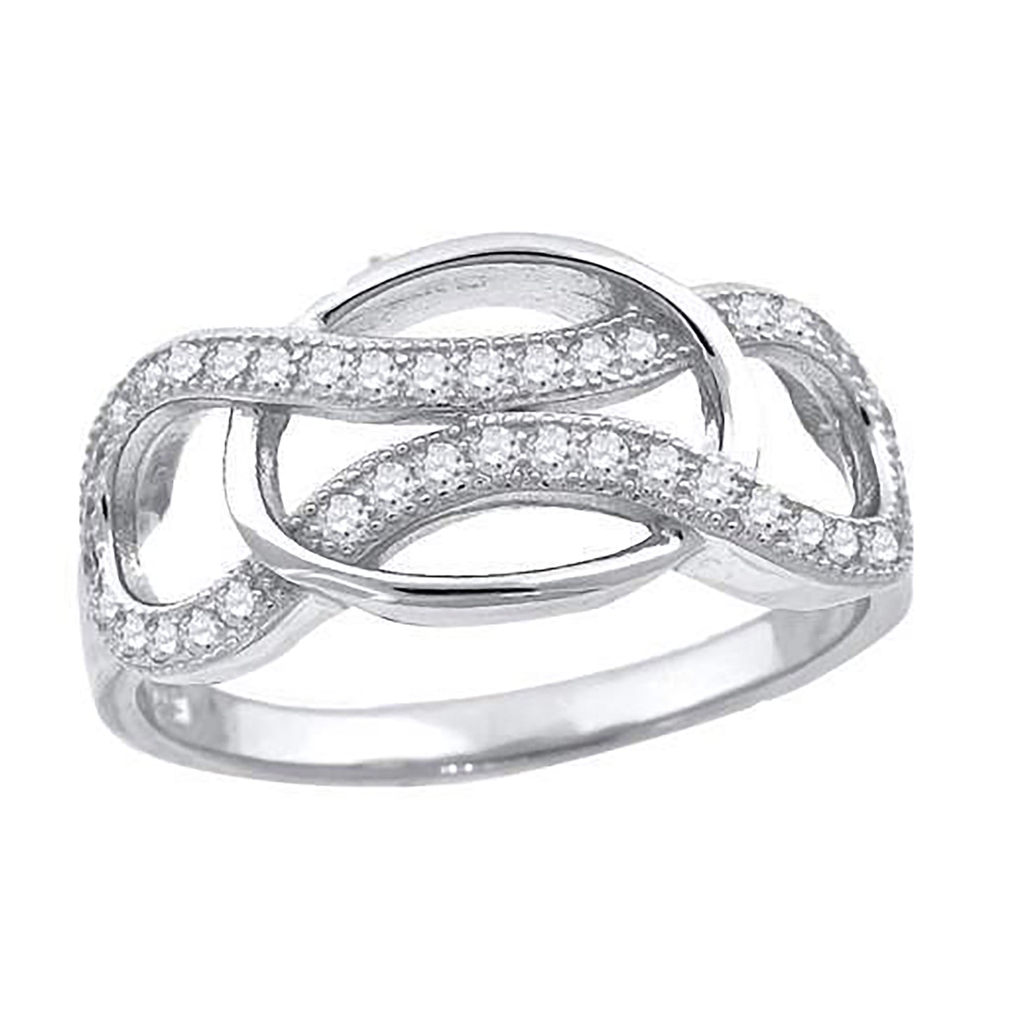 Sterling Silver Women's Cubic-Zirconia Infinity Fashion Bridal Anniversary Wedding Engagement Band Ring