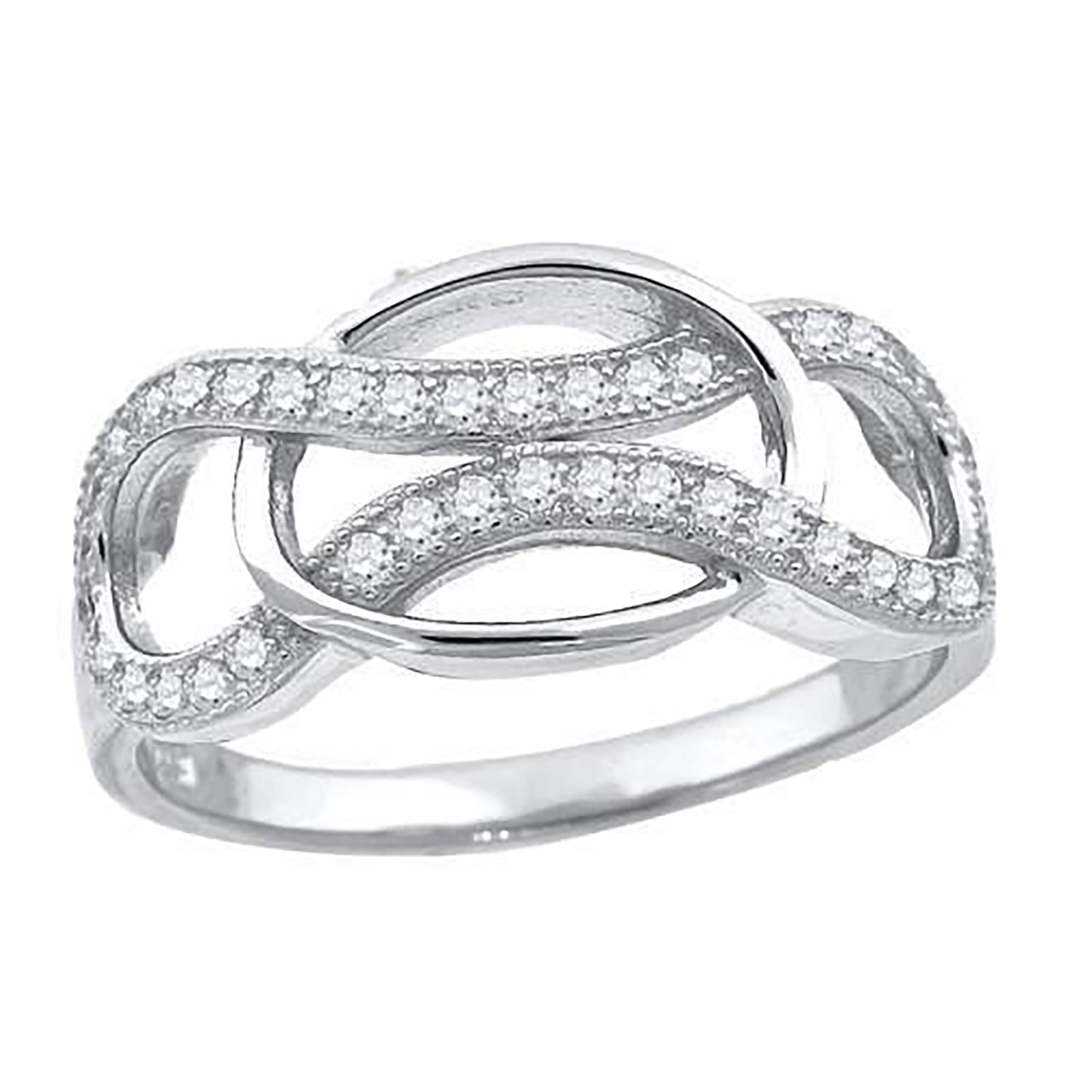 Sterling Silver Women's Cubic-Zirconia Infinity Fashion Bridal Anniversary Wedding Engagement Band Ring