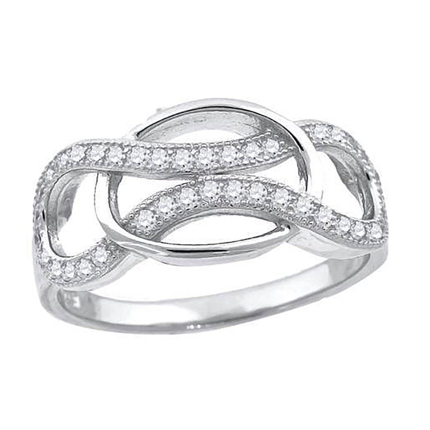 Sterling Silver Women's Cubic-Zirconia Infinity Fashion Bridal Anniversary Wedding Engagement Band Ring