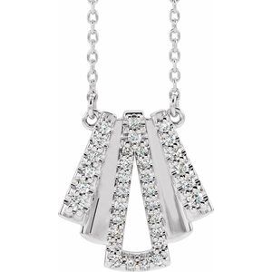 14K White Gold Round G-H I1 1/4 Ctw Natural Diamond Art Deco Necklace, Length: 18 In