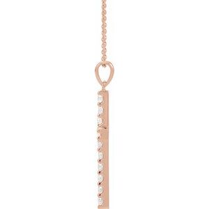 14K Rose Gold Round 2Mm G-H I1 1/2 Ctw Natural Diamond Cross Necklace, Length: 18 In