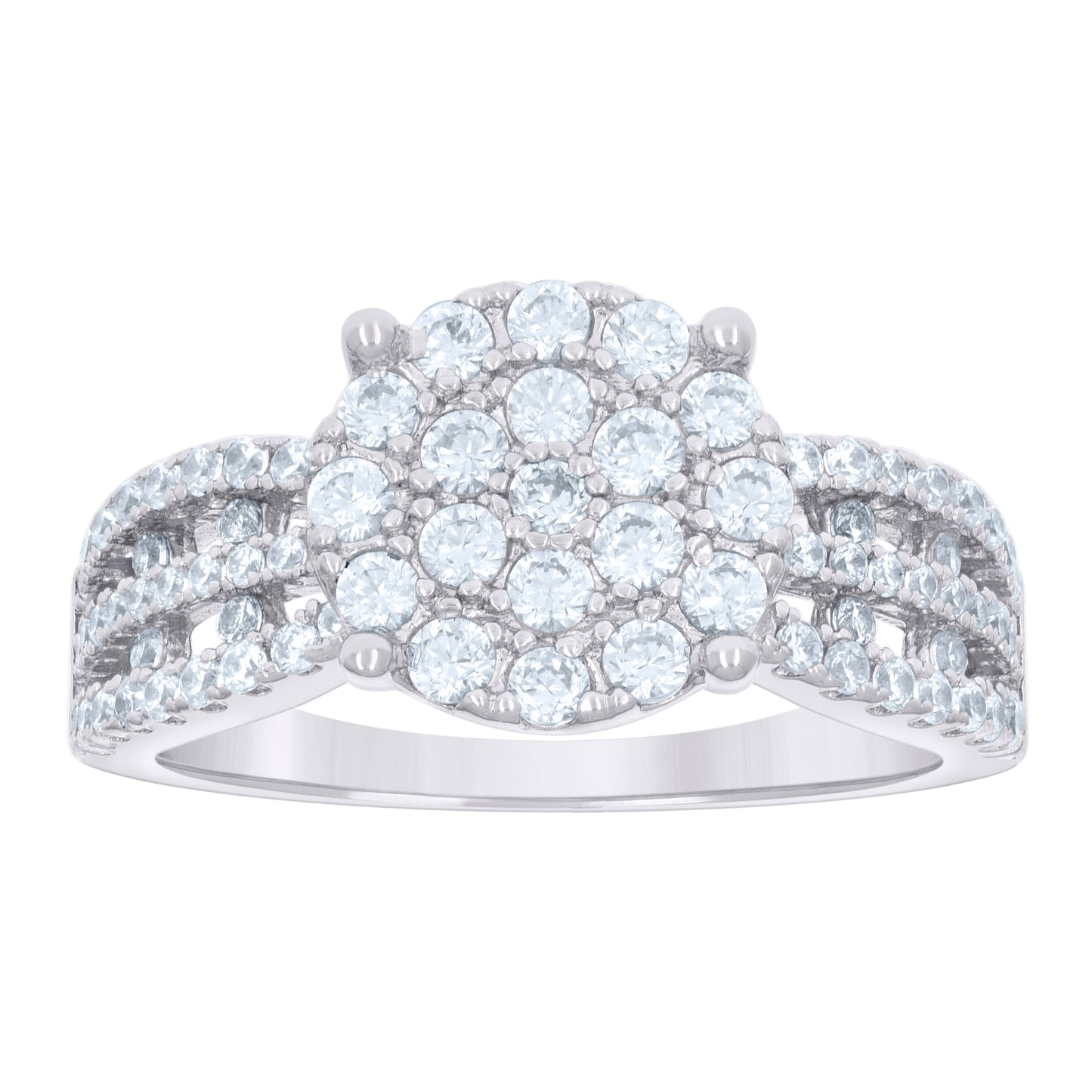 Sterling Silver Womens Cubic-Zirconia Round Head Fashion Bridal Anniversary Wedding Engagement Band Ring