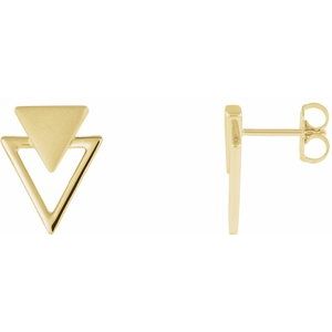 14K Yellow Gold Geometric Earrings