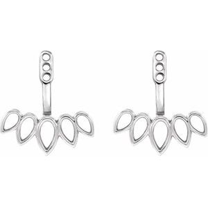 14K White Gold Pair Polished Front-Back Earring Jackets