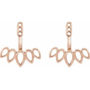 14K Rose Gold Pair Polished Front-Back Earring Jackets