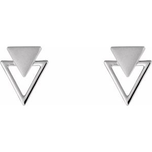 14K White Gold Geometric Earrings
