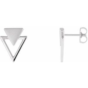14K White Gold Geometric Earrings