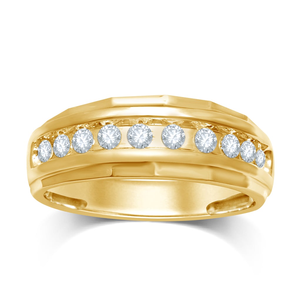 10K Yellow Gold 0.23-0.25 Cttw Round Diamond Men's Band