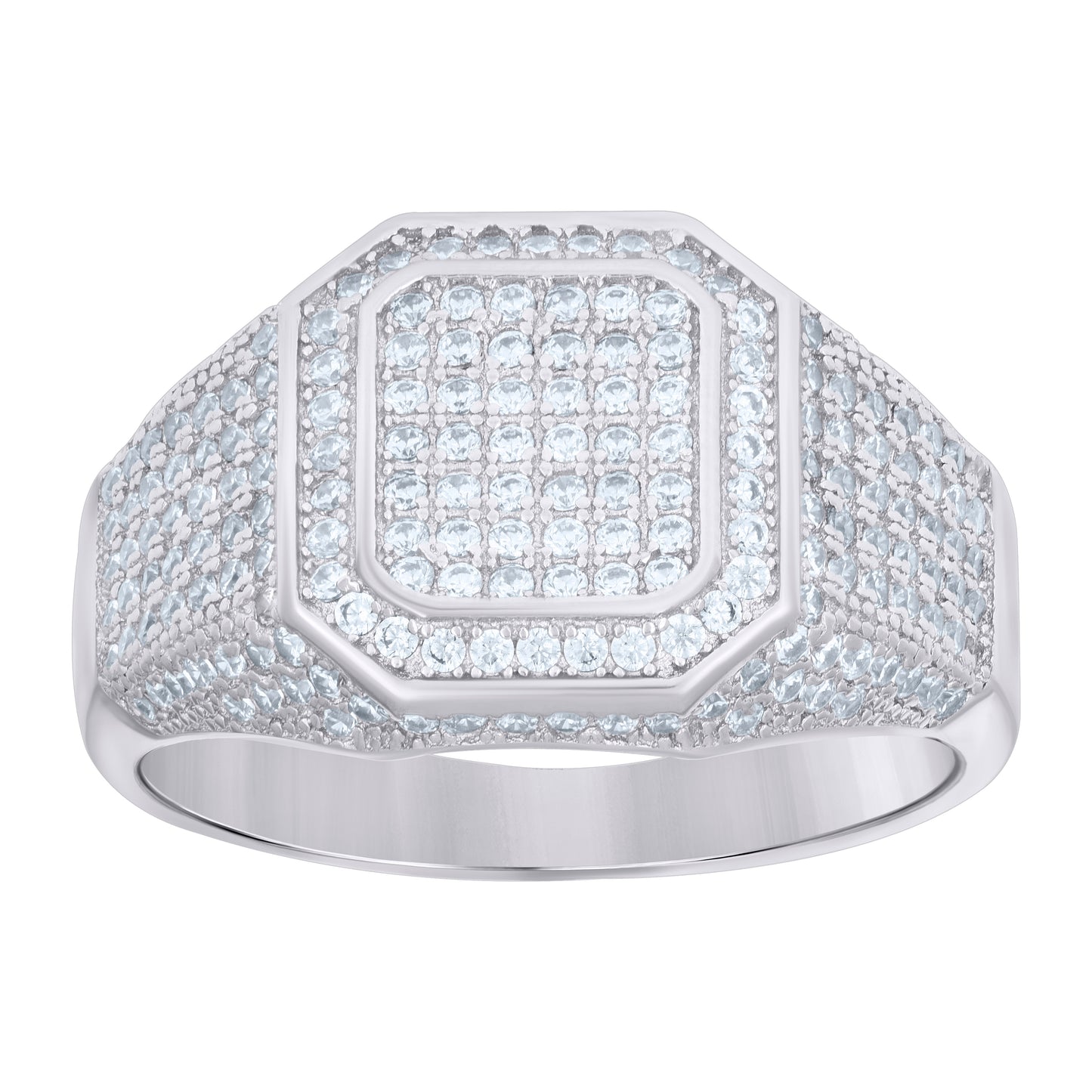 Sterling Silver White Mens Cubic-Zirconia Fashion Bridal Anniversary Wedding Engagement Band Ring