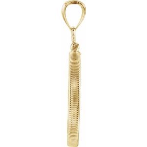 14K Yellow Gold 22 Mm Screw Top Polished Coin Edge Coin Frame Bezel Pendant