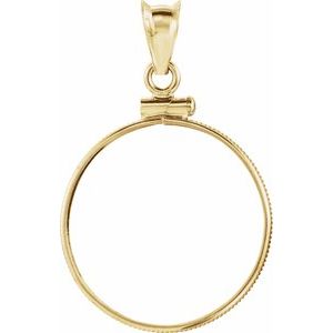 14K Yellow Gold 22 Mm Screw Top Polished Coin Edge Coin Frame Bezel Pendant