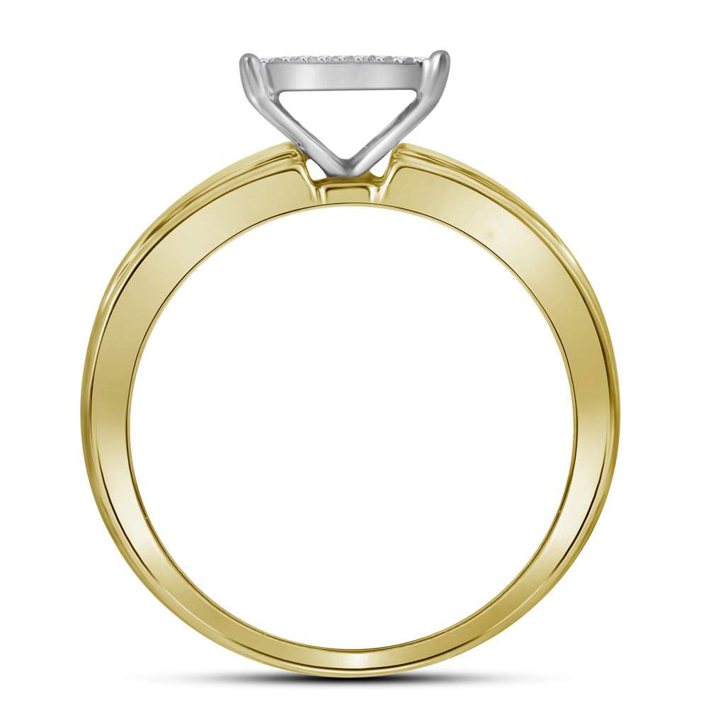 10K Yellow Gold His Hers Round Diamond Square Matching Wedding Set 1/2 Cttw, Womens Size: 5-10, Mens Size: 7-13