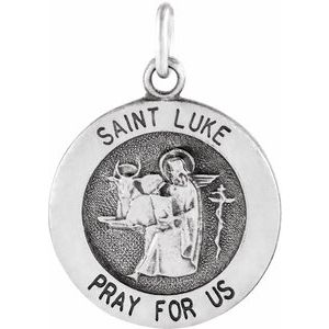 Sterling Silver 18 X 18 Mm Polished St. Luke Medal