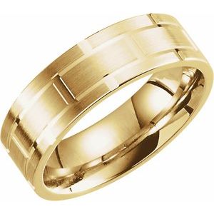 14K Yellow Gold Comfort-Fit Grooved Band Size 9.5
