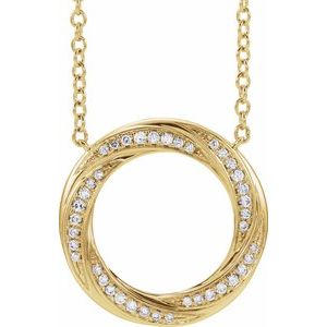 14K Yellow Gold Round G-I I1 1/5 Ctw Natural Diamond Circle Necklace, Length: 18 In