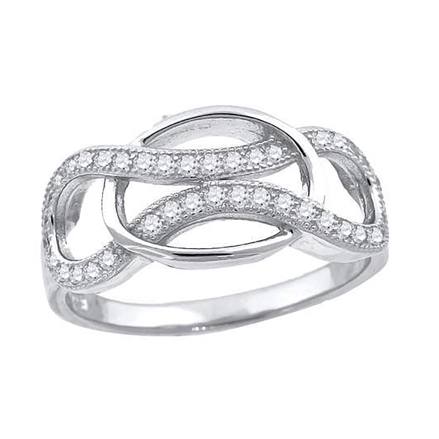 Sterling Silver Women's Cubic-Zirconia Infinity Fashion Bridal Anniversary Wedding Engagement Band Ring