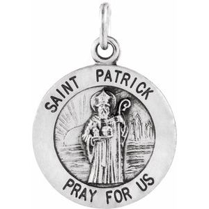 Sterling Silver 15 Mm Polished St. Patrick Medal