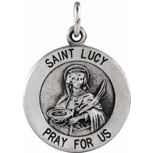 Sterling Silver 15 Mm Polished St. Lucy Medal