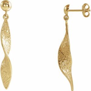 14K Yellow Gold Twisted Dangle Earrings