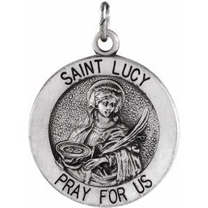 Sterling Silver 18 X 18 Mm Polished St. Lucy Medal