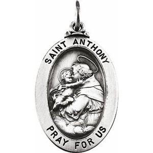 Sterling Silver 25 X 18 Mm Polished St. Anthony Medal