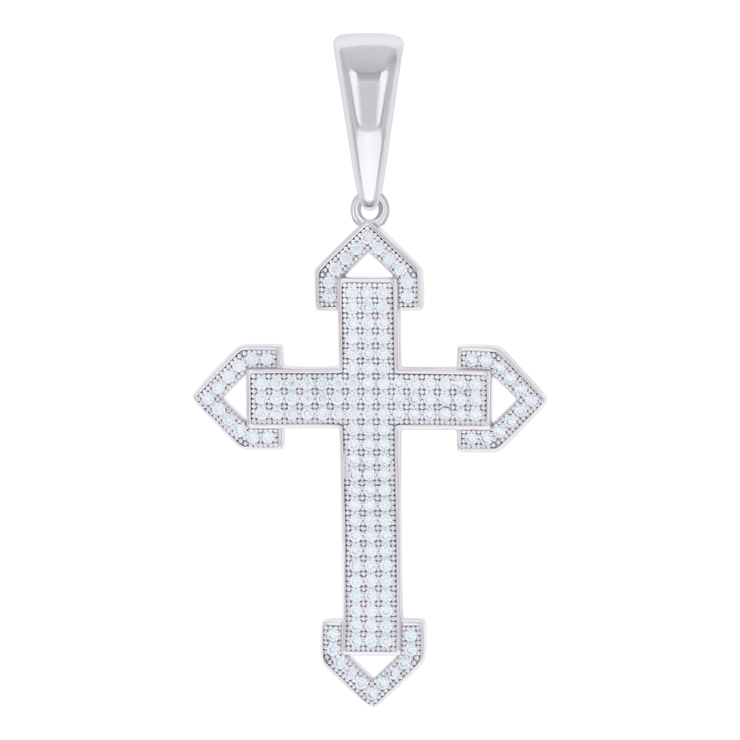 Sterling Silver Men Cubic-Zirconia Cross Religious Charm Pendant