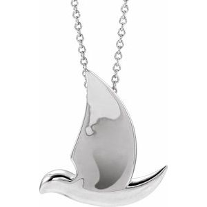 Sterling Silver 19.6 X 17.3 Mm 16-18 In Polished Holy Spirit Dove Necklace