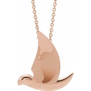 14K Rose Gold 19.6 X 17.3 Mm 16-18 In Polished Holy Spirit Dove Necklace