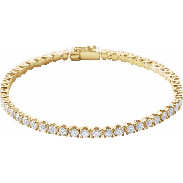 14K Yellow Gold Round I1, G-I 7 In Polished Natural Diamond Line Bracelet