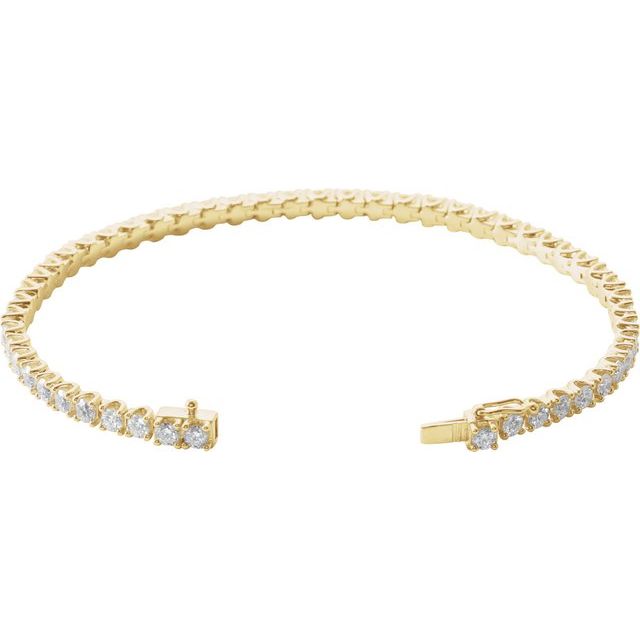 14K Yellow Gold Round I1, G-I 7 In Polished Natural Diamond Line Bracelet